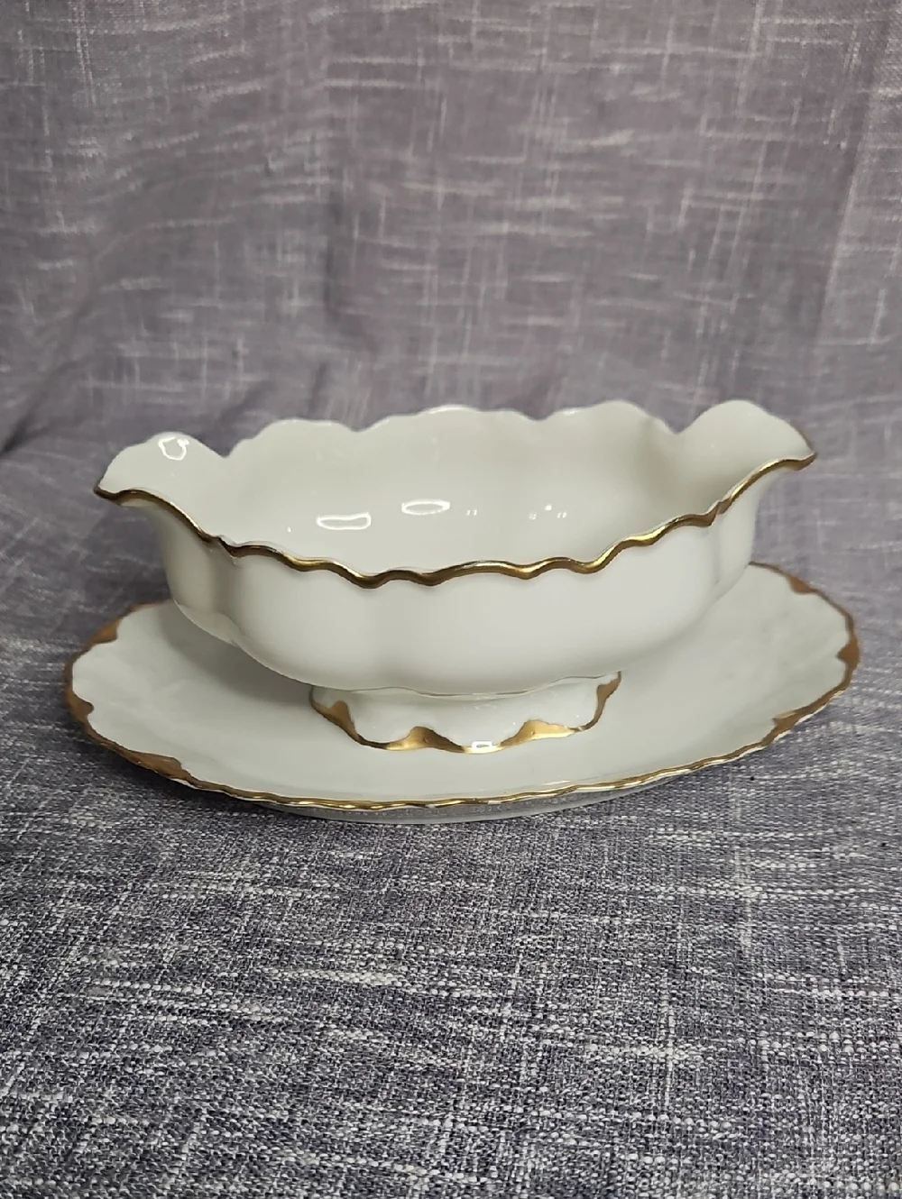 Antique M.Z. Austria '1210' Gravy Boat with Attached Underplate